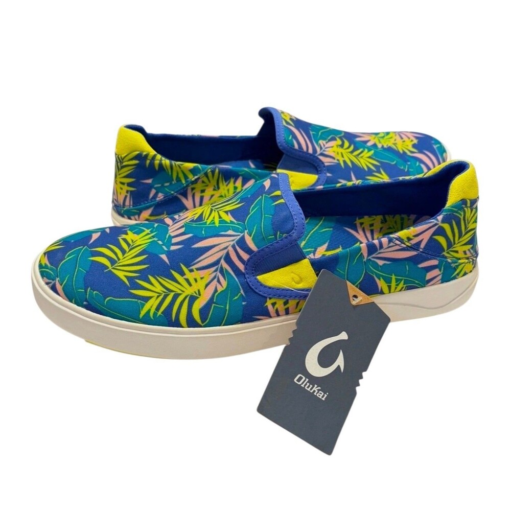 OluKai Lae’Ahi Pa’i Men’s M 13 Sunset Blue   Aloha Canvas Slip On Shoes New